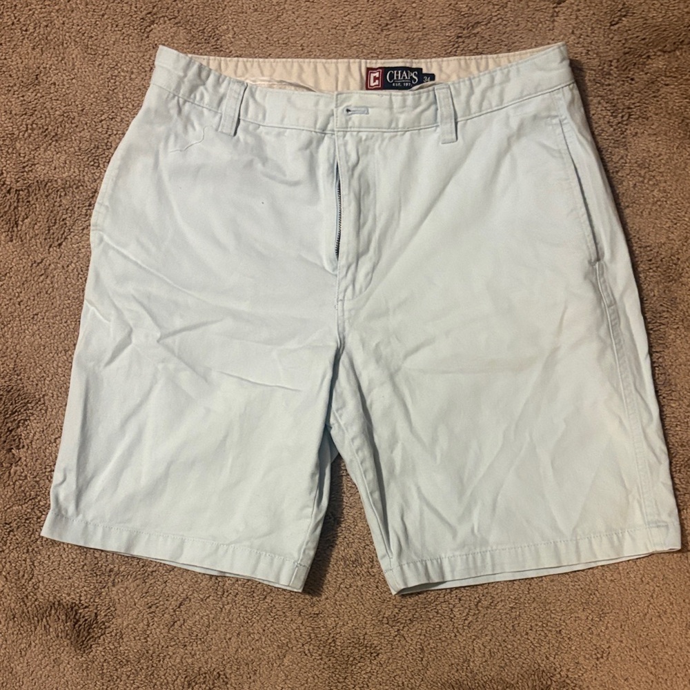 Chaps Men's Soft Blue Flat Front Shorts